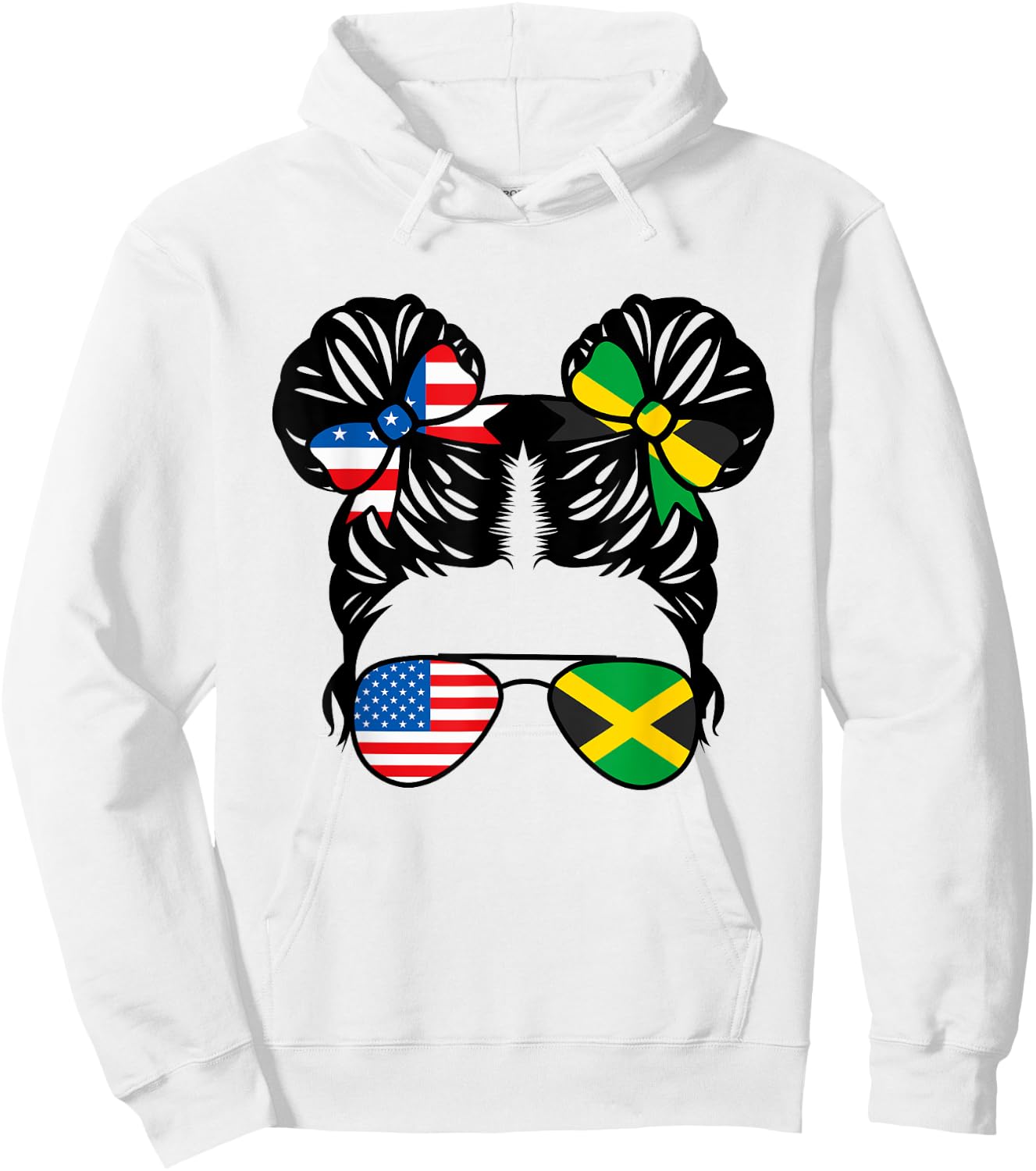 Half American Half Jamaican Girl USA Jamaica Flag Patriot Hoodie - Hoodie | White