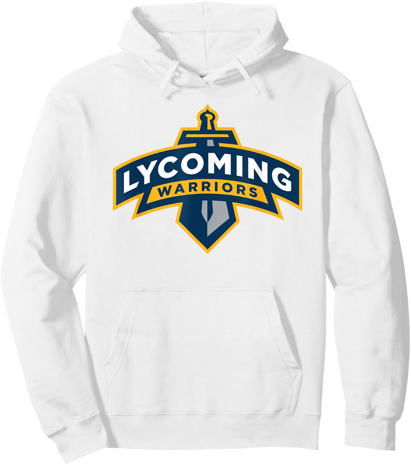 Lycoming Warriors Sword & Shield Logo Lycoming College Hoodie - Hoodie | White
