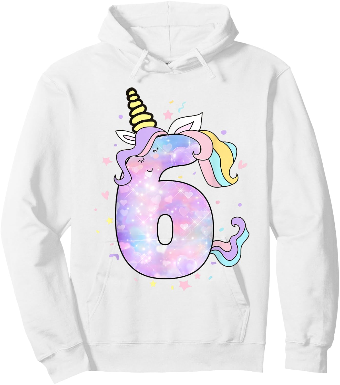 Unicorn Birthday Shirts for Girls Outfit 6th Six Year Old Hoodie - Hoodie | White
