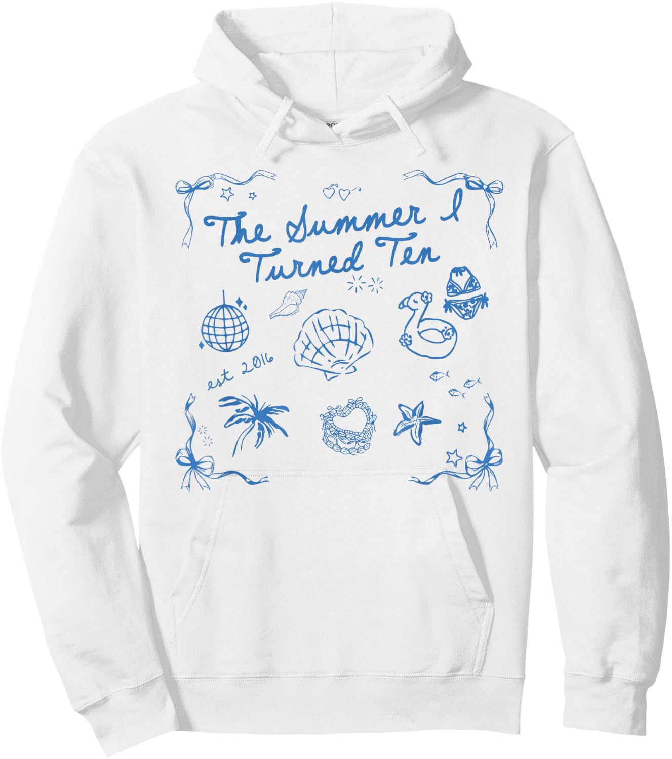 Summer I Turned Ten Year Old Est 2016 10th Birthday Hoodie - Hoodie | White