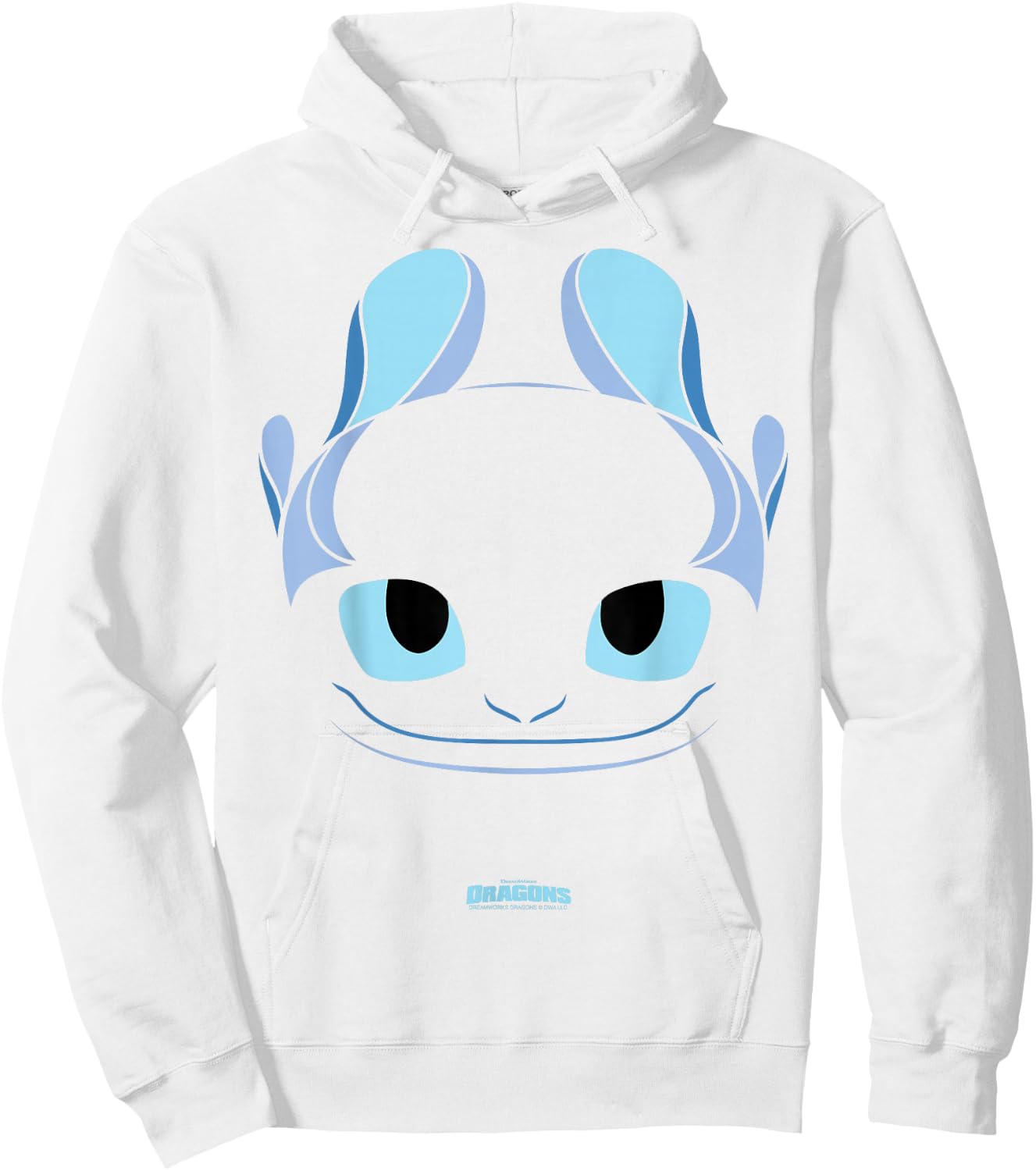 DreamWorks Dragons Light Fury Big Face Costume 2D Hoodie - Hoodie | White