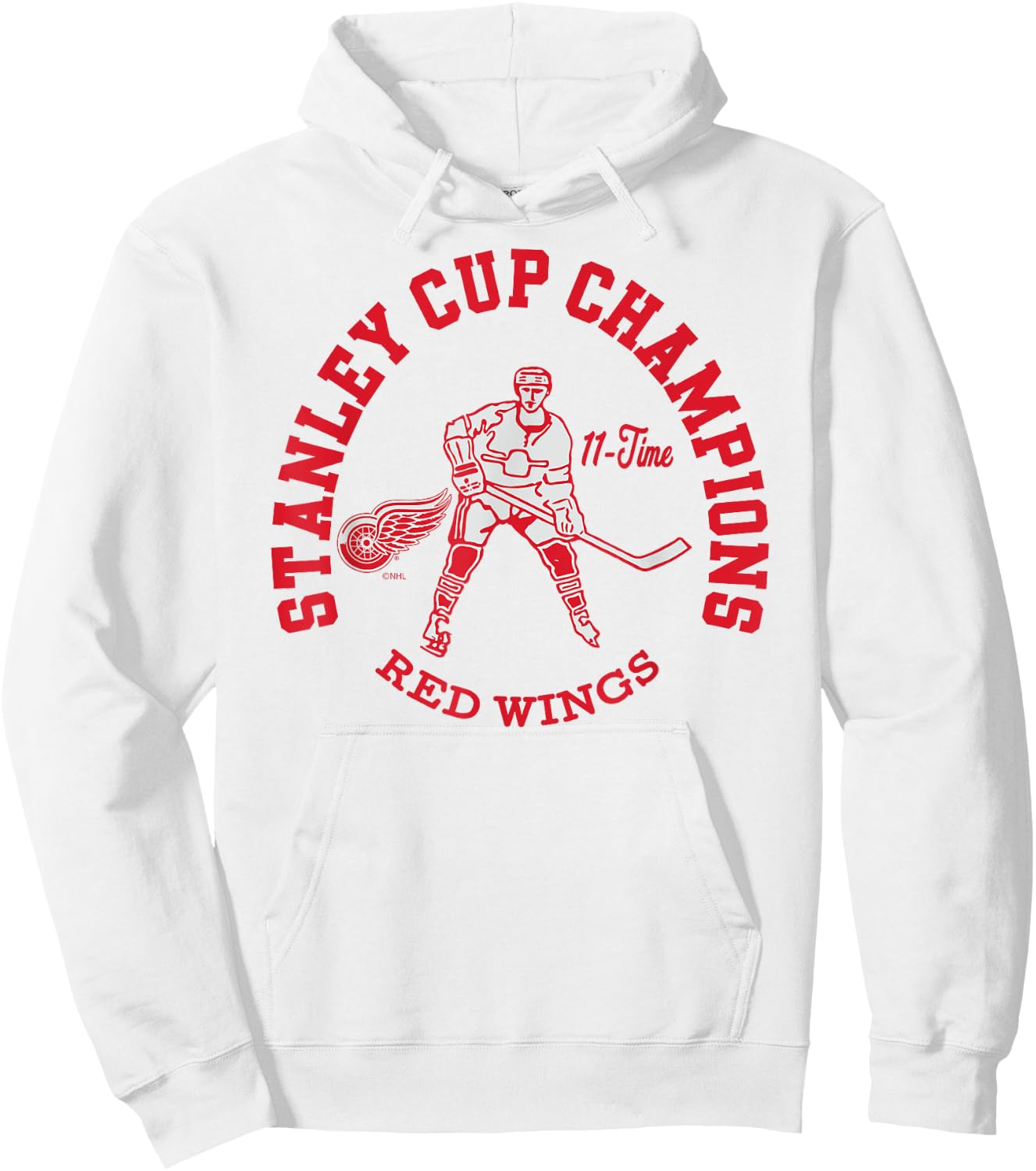 Detroit Red Wings Stanley Cup Champions 11-Time Logo Hoodie - Hoodie | White