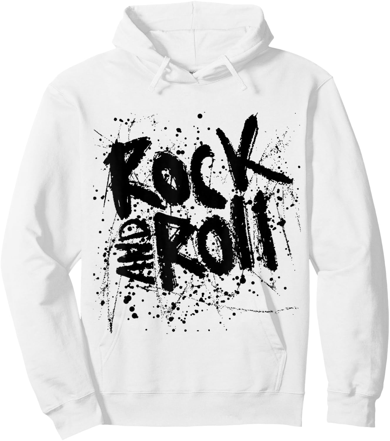 Rock and Roll Cool Hipster Grunge Effect Lettering Hoodie - Hoodie | White