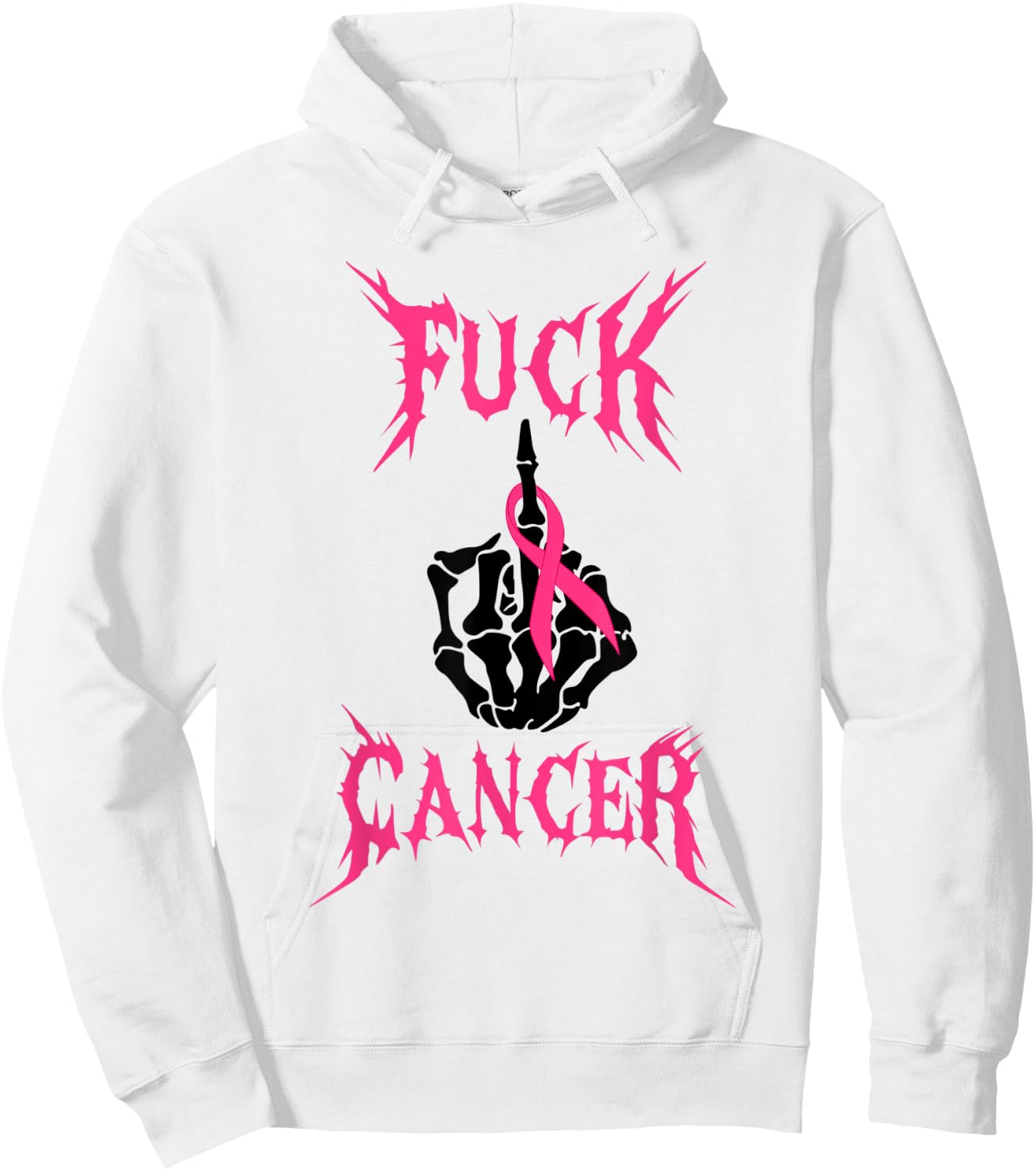 Fuck Cancer Rock Tattoos Warrior Pink Ribbon Breast Cancer Hoodie - Hoodie | White
