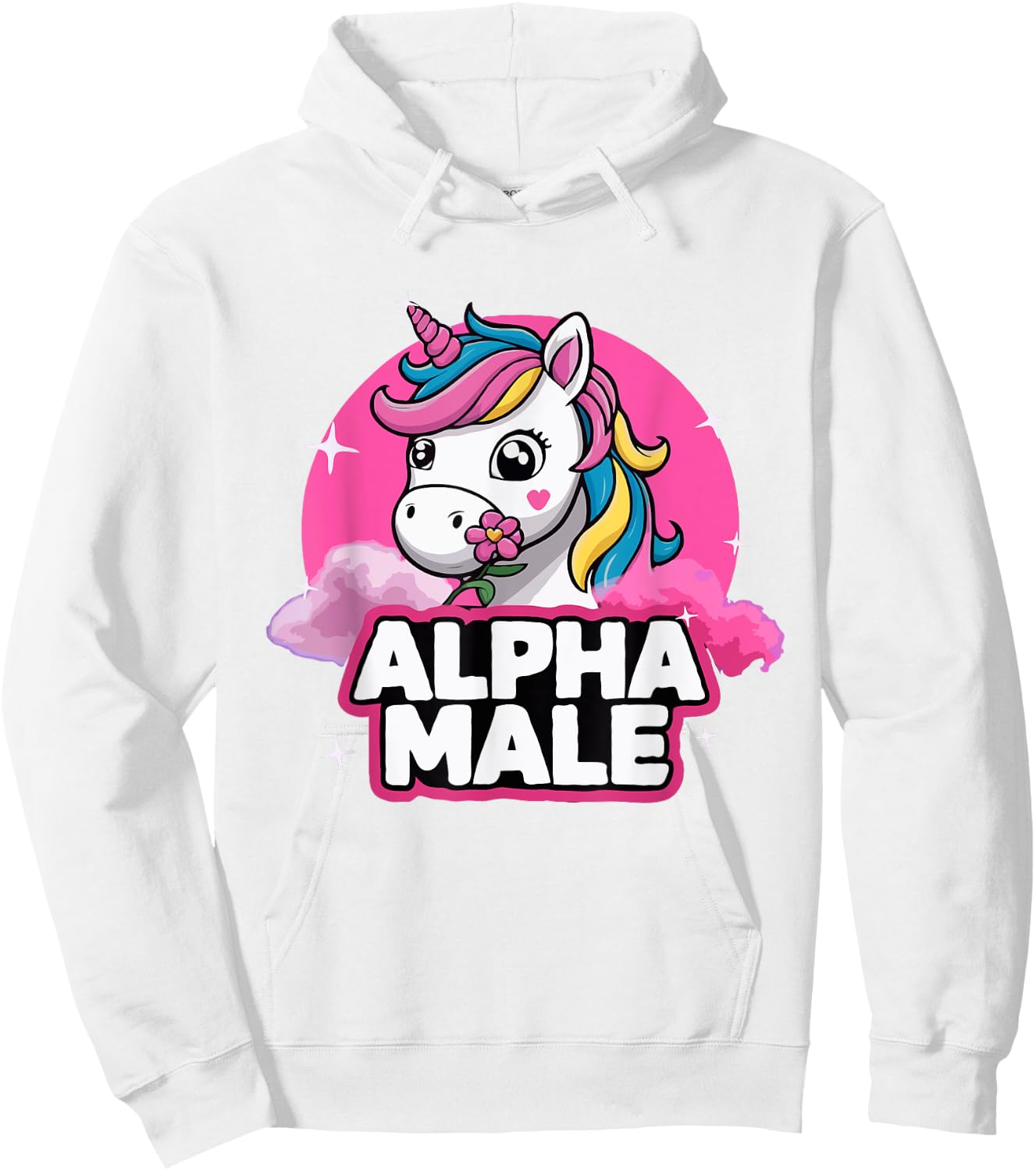 Alpha Male Unicorn Pride Month Rainbow Design Hoodie - Hoodie | White