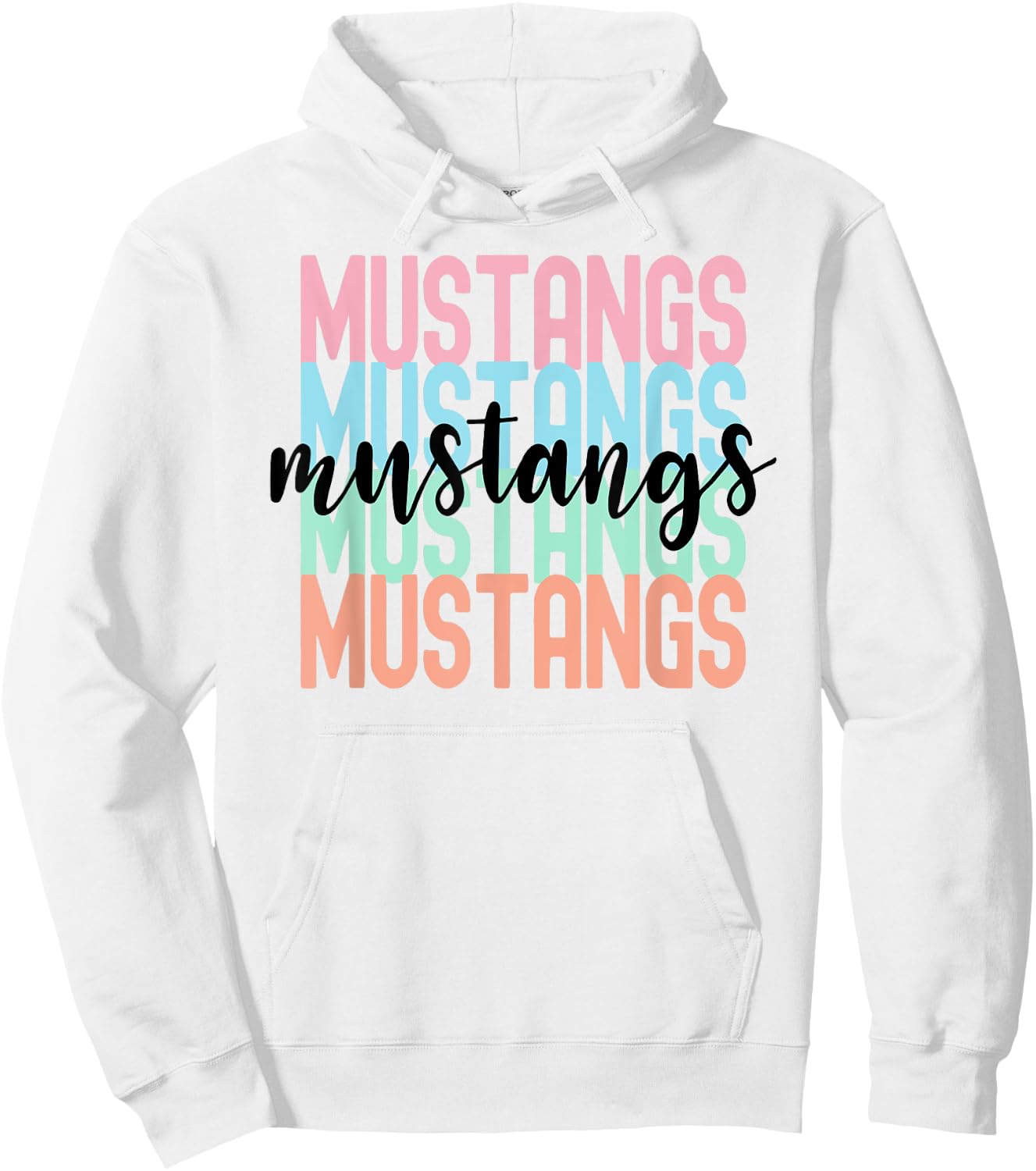 Mustangs Team Mascot School Spirit Game Night Hoodie - Hoodie | White