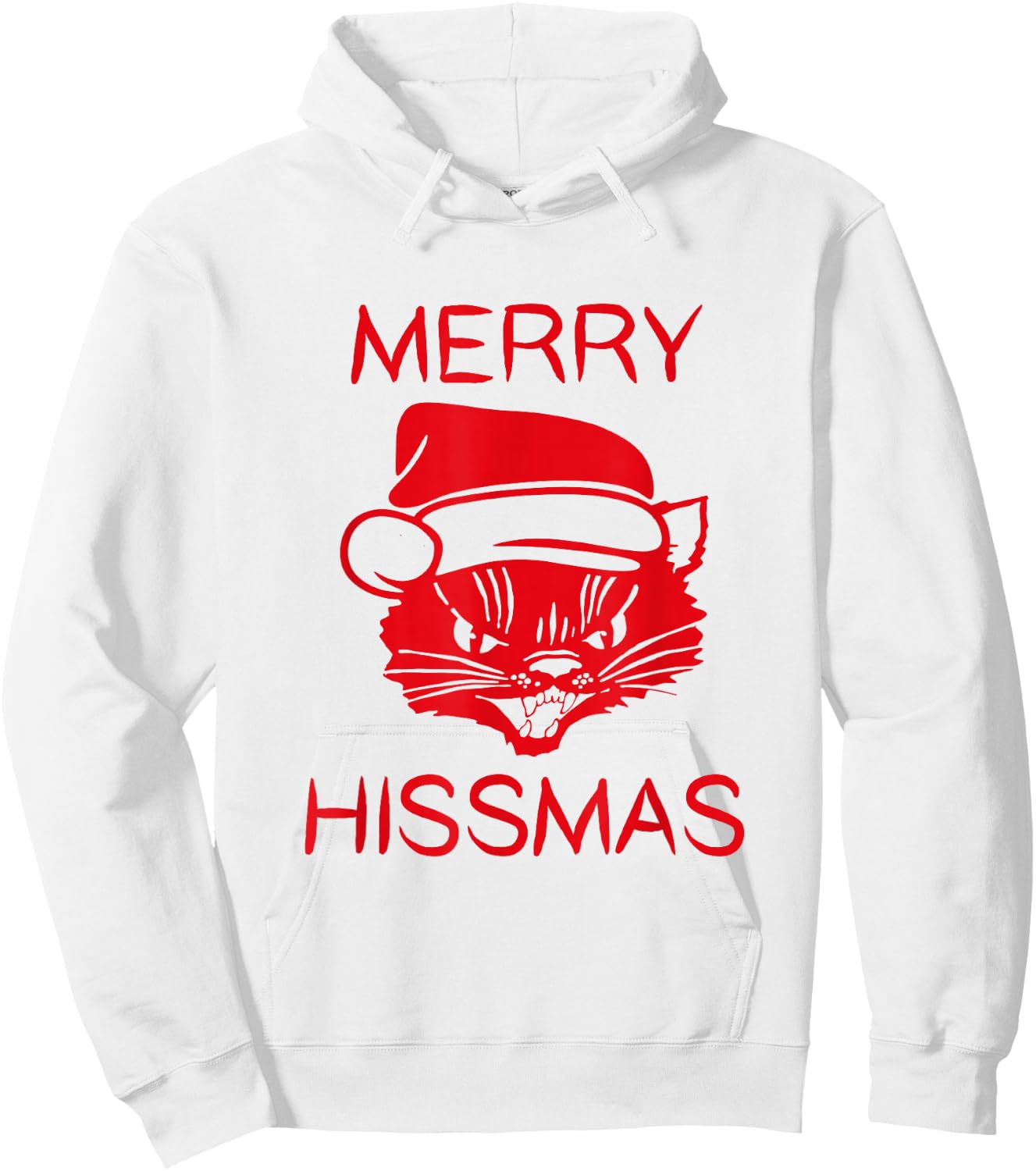 Merry Hissmas - Hissing Cat With Santa Hat Hoodie - Hoodie | White