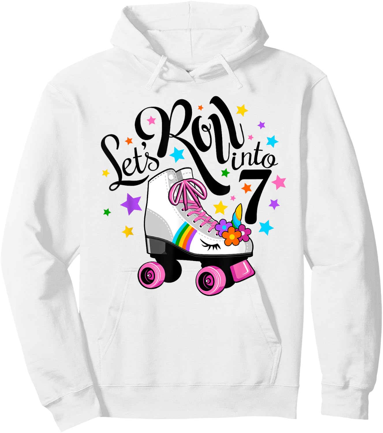 Lets roll into 7 Birthday. Unicorn, Roller skate Hoodie - Hoodie | White