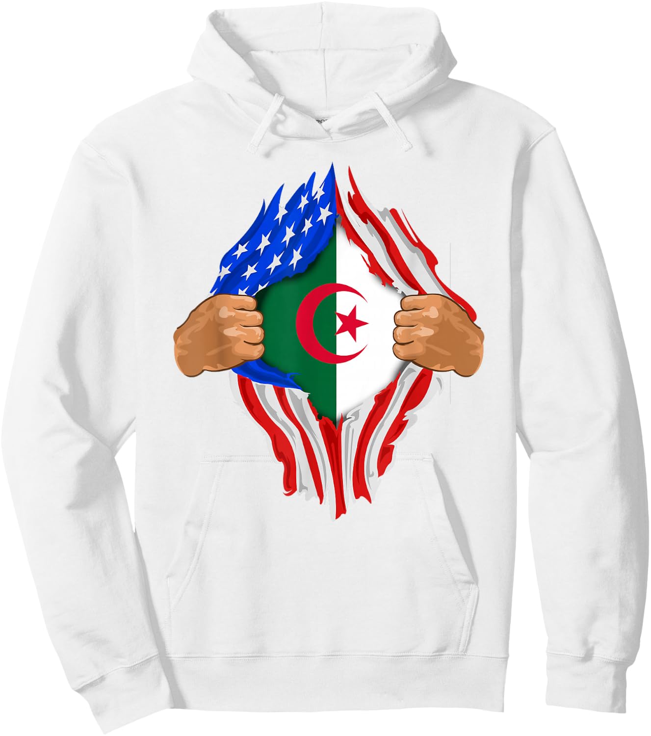 Algerian Blood Inside Me | Algeria Flag Gift Hoodie - Hoodie | White