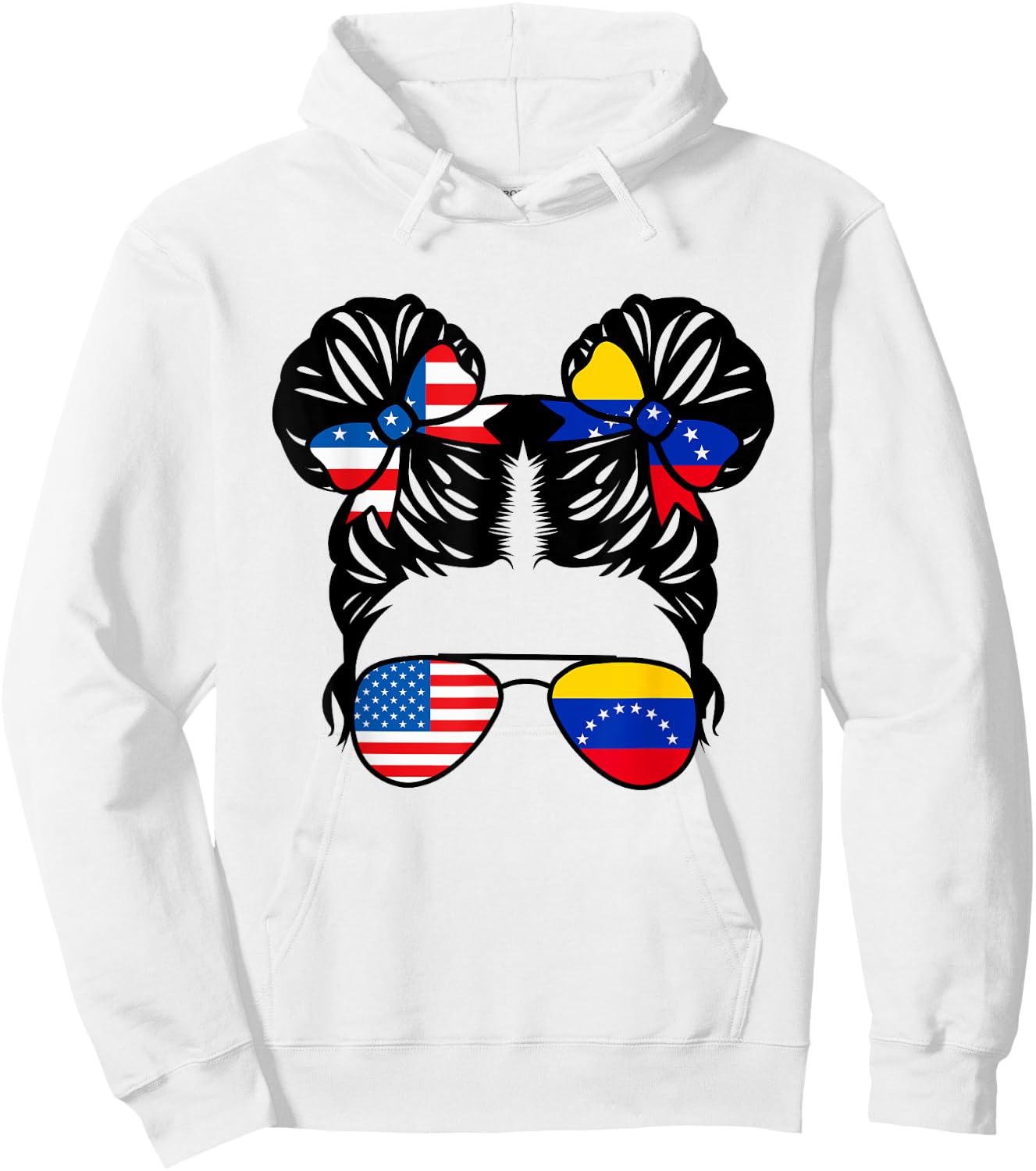 Half American Venezuelan Girl USA Venezuela Flag Patriot Hoodie - Hoodie | White