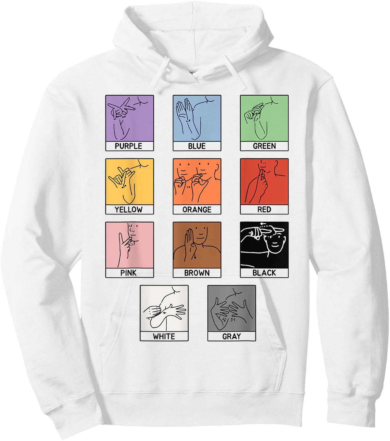 Colors ASL Sign Language Deaf Sign Language Simple Asl Hoodie - Hoodie | White
