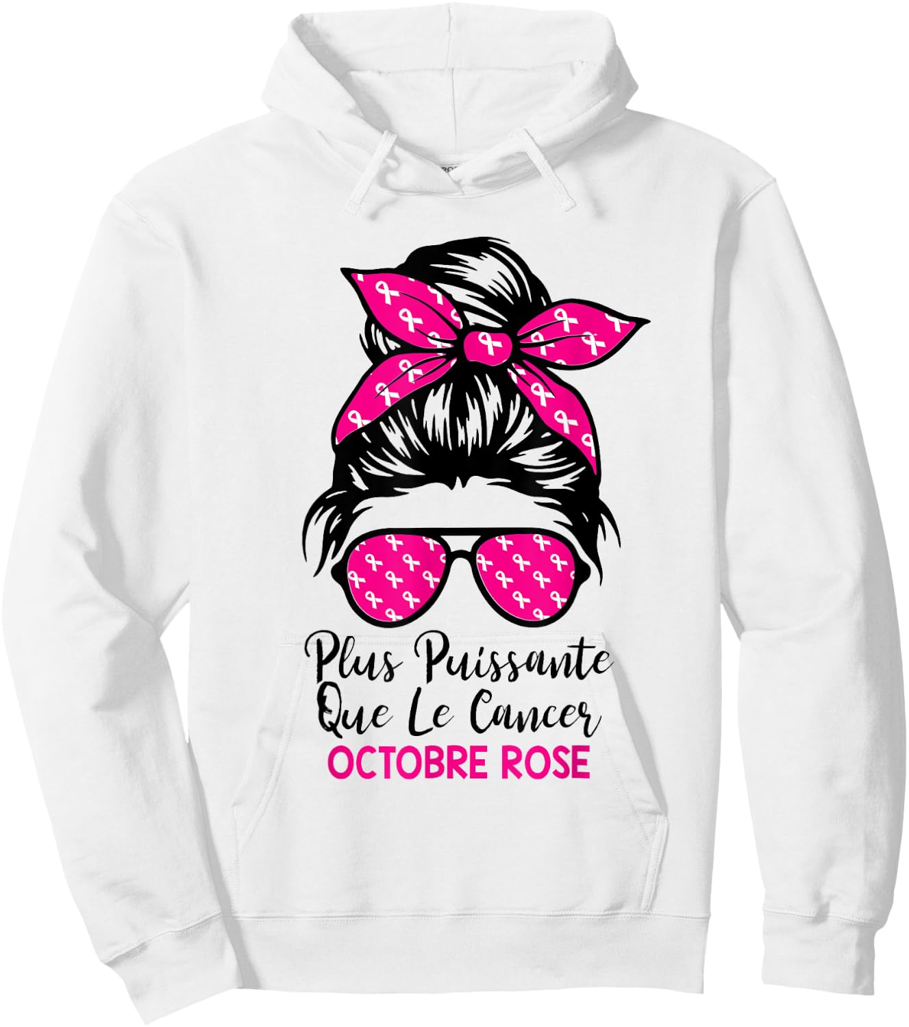 Breast Cancer October Pink Ribbon More Powerful , white, S Hoodie - Hoodie | White