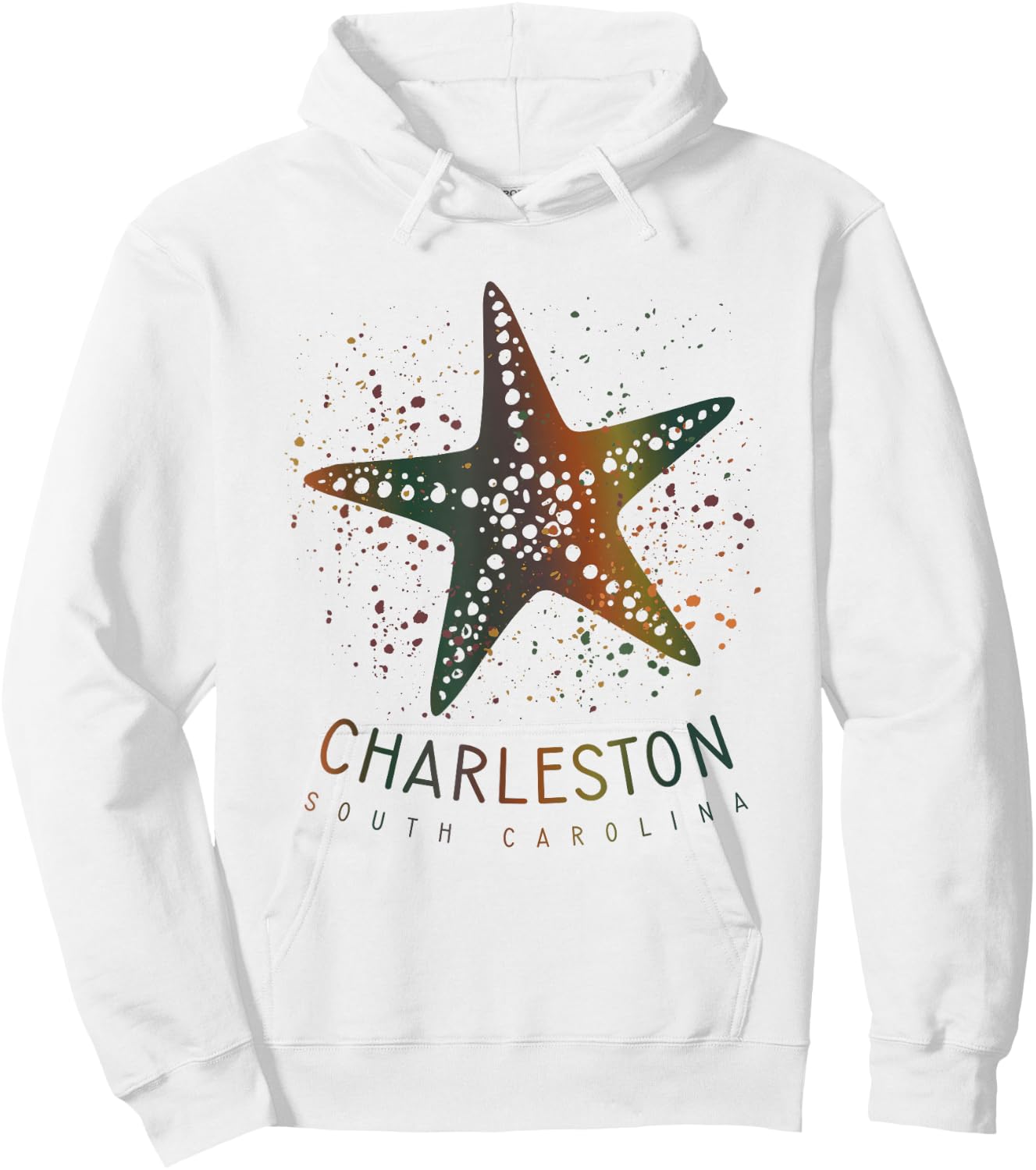 Charleston SC Cute Girls Kids Starfish Graphic Hoodie - Hoodie | White