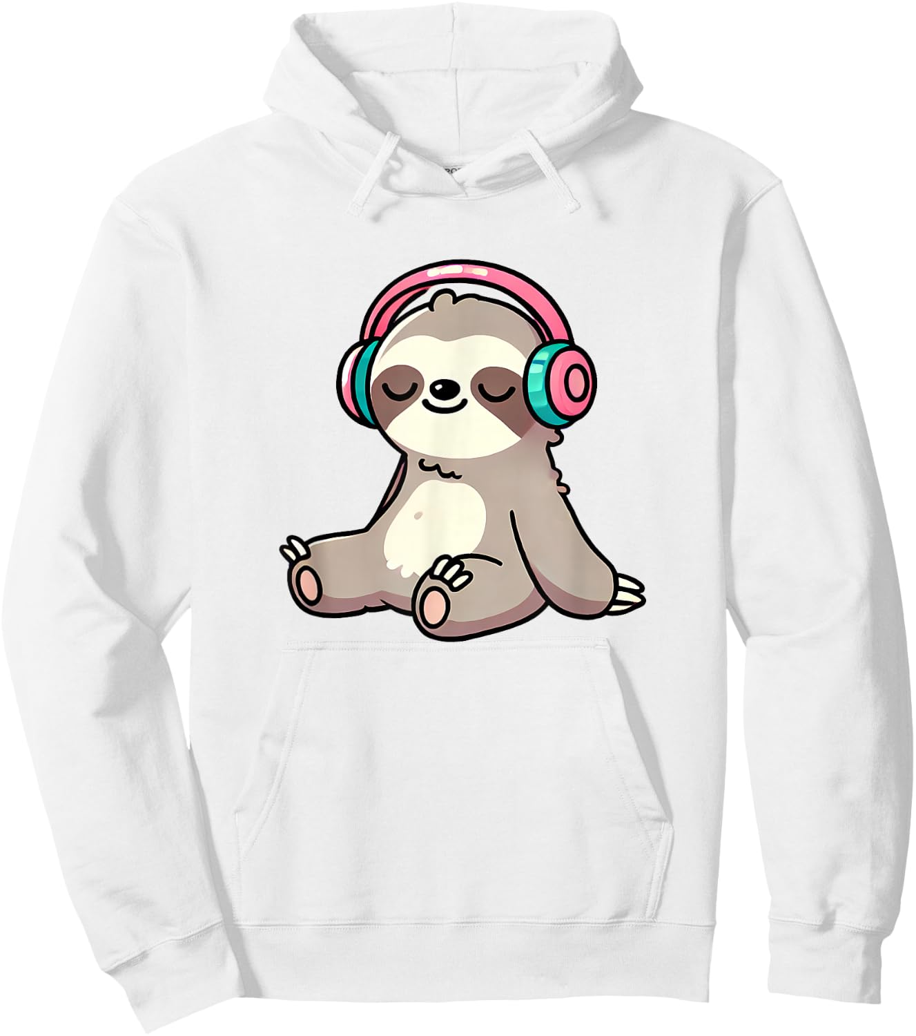 Sloth Listening To Music Cute Sloth And Music Lover Animal Hoodie - Hoodie | White
