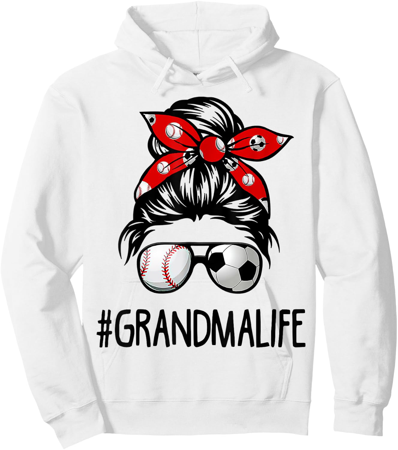 Classy Grandma Life Soccer Messy Bun Baseball Game Day Hoodie - Hoodie | White