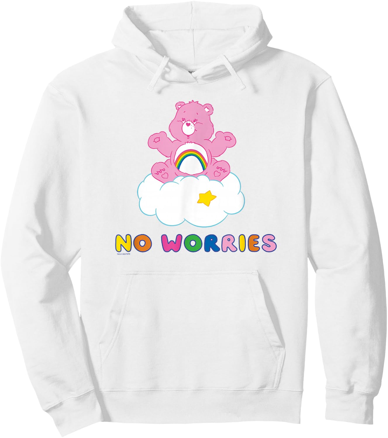 Care Bears Cheer Bear No Worries In the Clouds Rainbow Logo , grey, S Hoodie - Hoodie | White