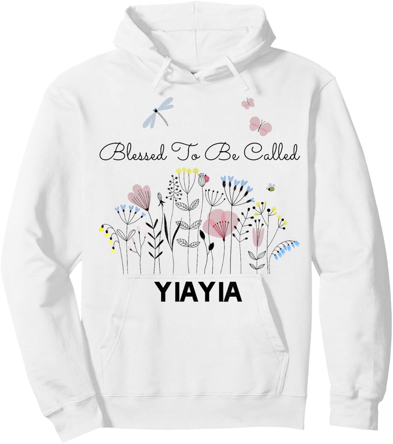 Blessed To Be Called YiaYia Floral Grandma Mom Gift Hoodie - Hoodie | White