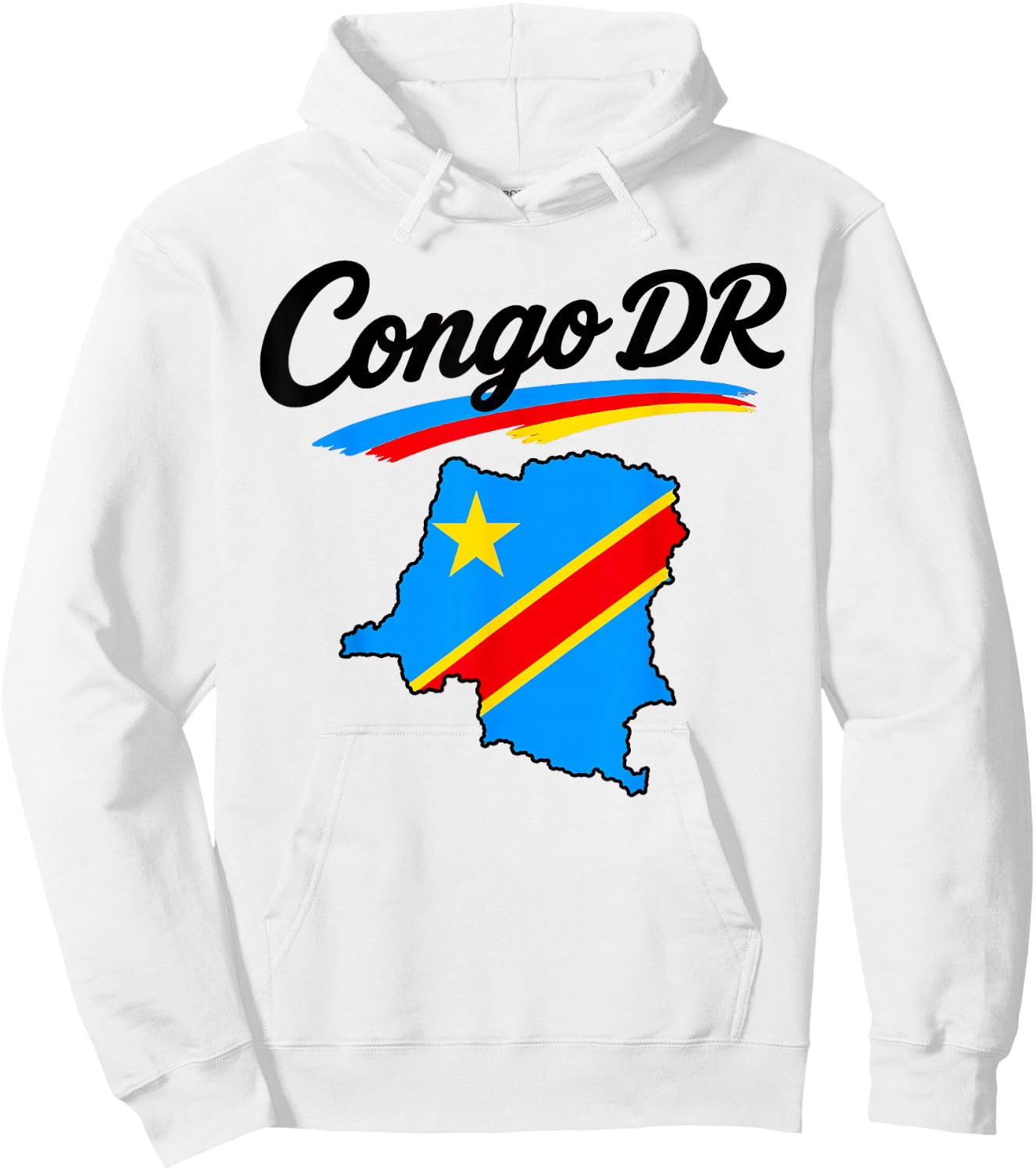 Congo DR Flag Map Script Athletic Men Women Youths Hoodie - Hoodie | White