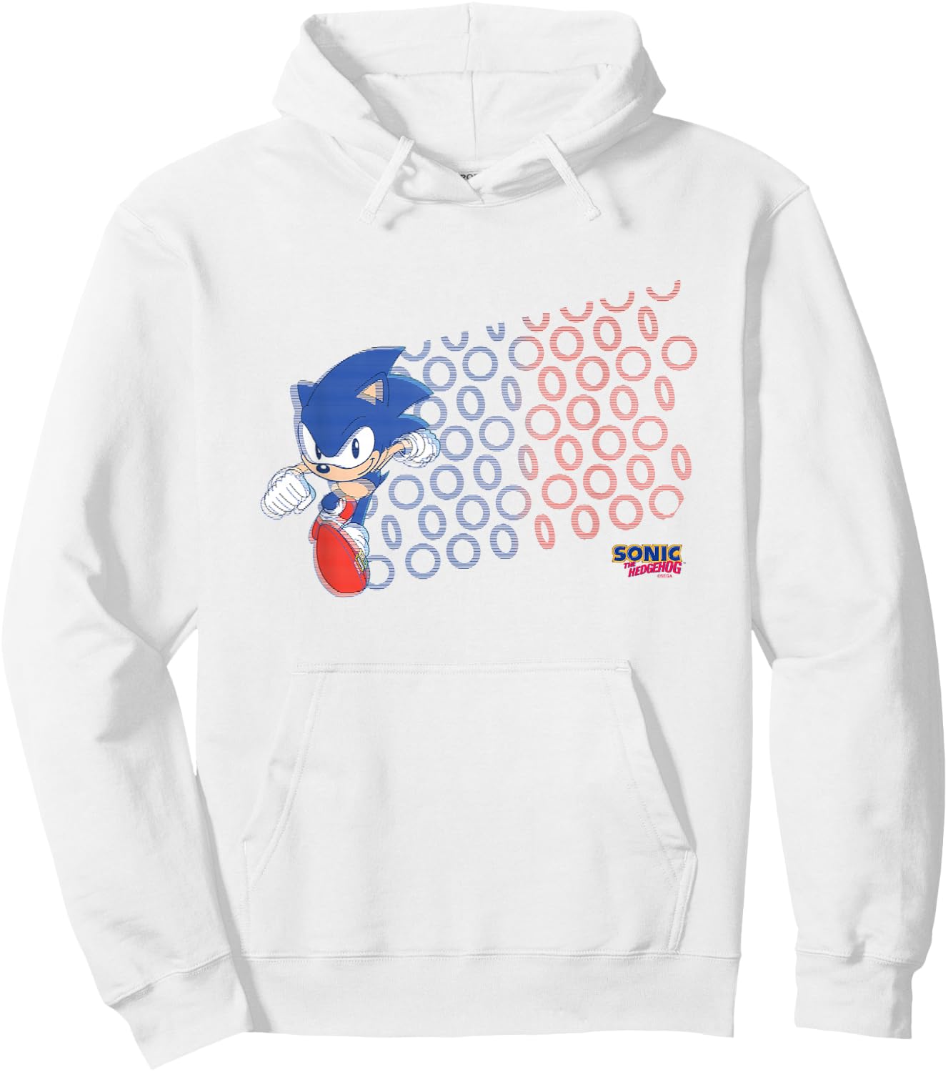 Sonic The Hedgehog Americana Red & Blue Rings Vintage Hoodie - Hoodie | White
