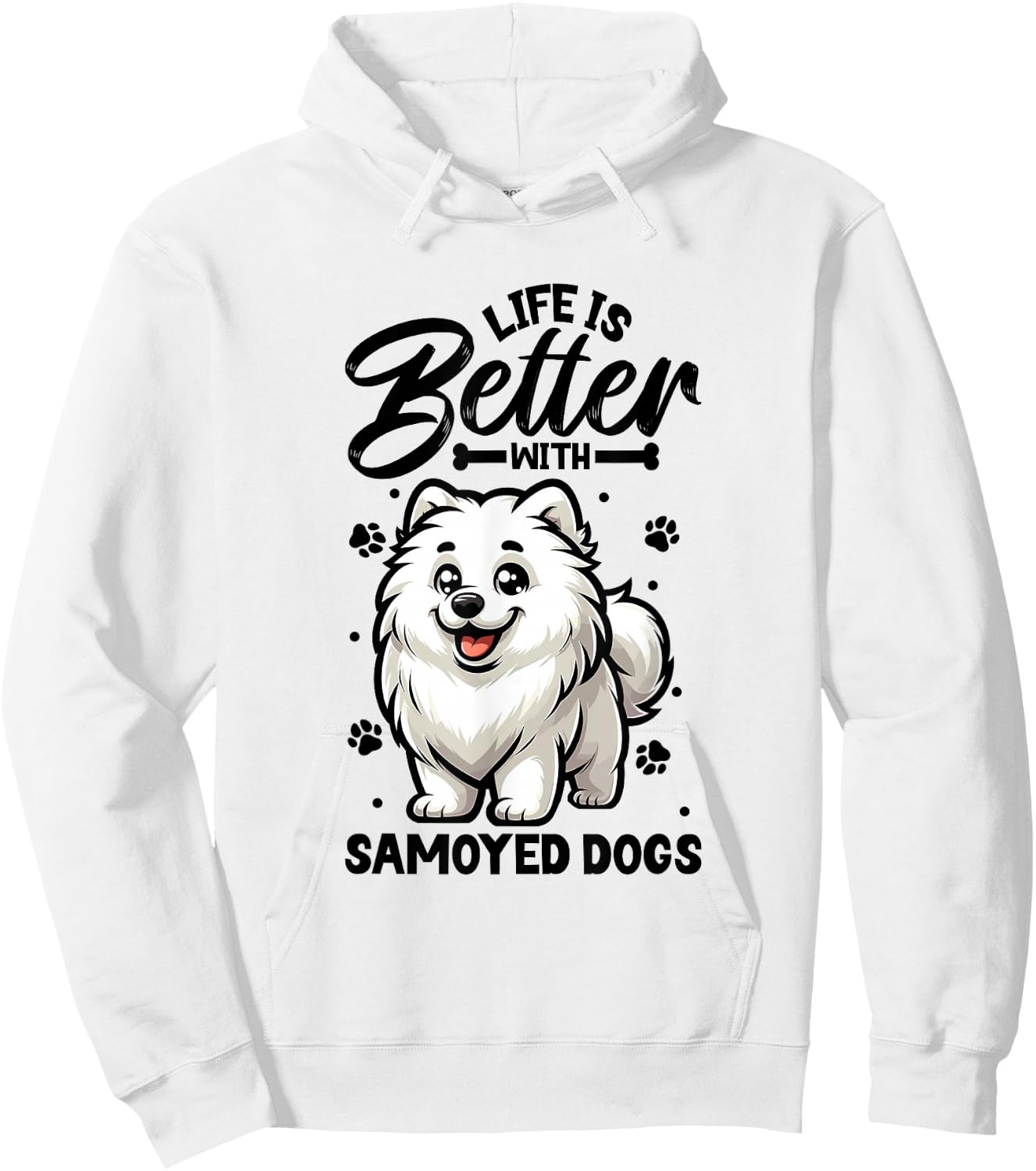 Best Life with Samoyed , White Hoodie - Hoodie | White