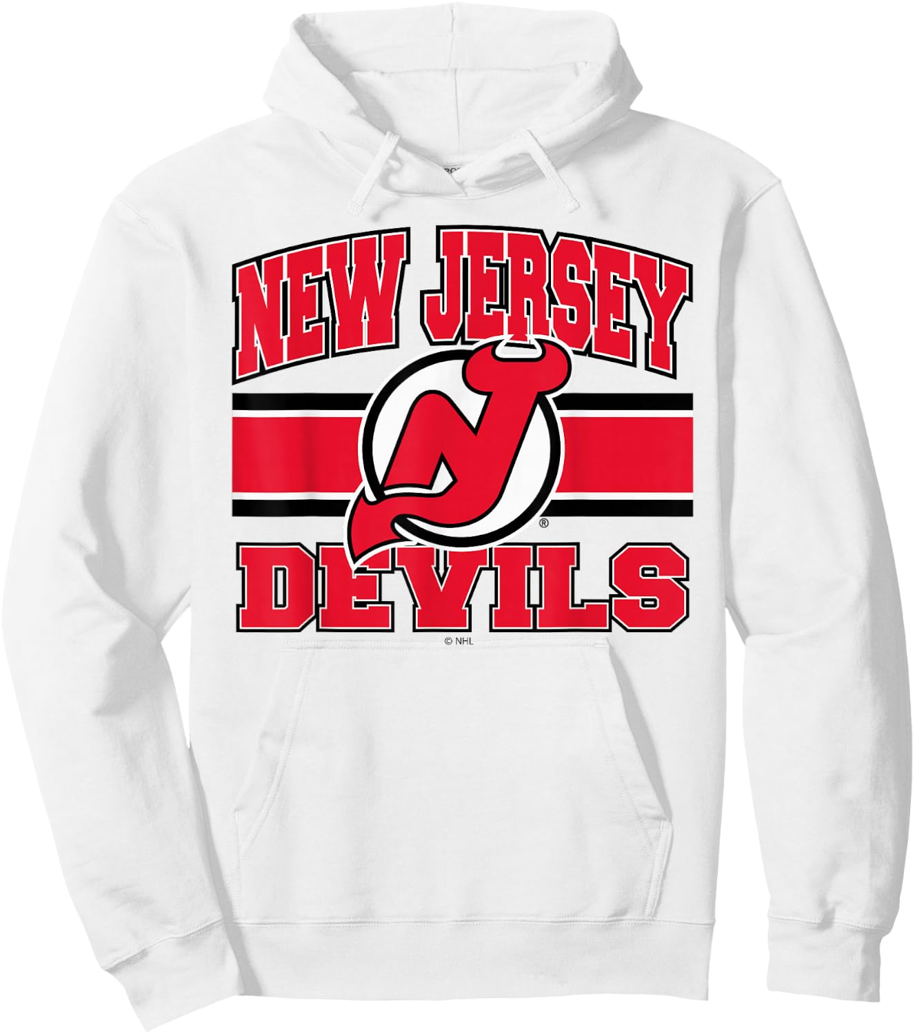 New Jersey Devils Stripe Gray Officially Licensed Hoodie - Hoodie | White