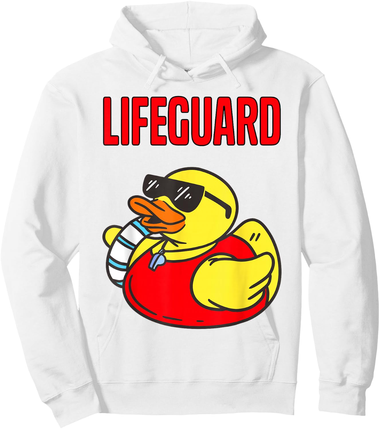 Rubber Duck Graphic Parody Lifeguard Hoodie - Hoodie | White
