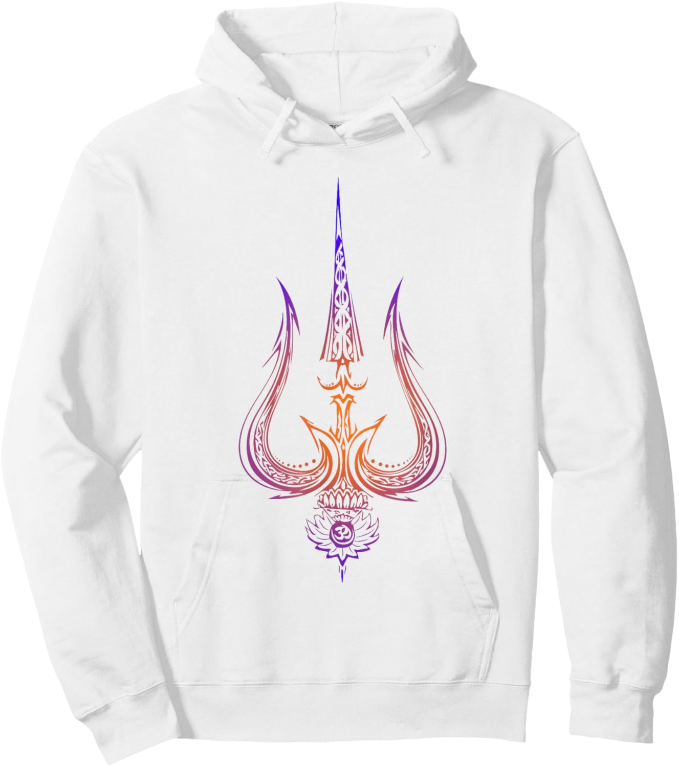 OM-Lord Shiva Divine Spear Trident Trishul Hoodie - Hoodie | White