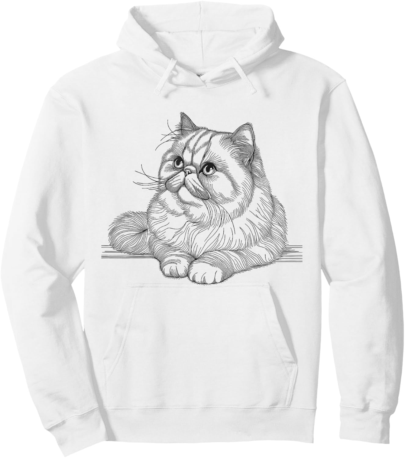 Exotic Shorthair Cat Line Art Design Women Girls Kids Hoodie - Hoodie | White