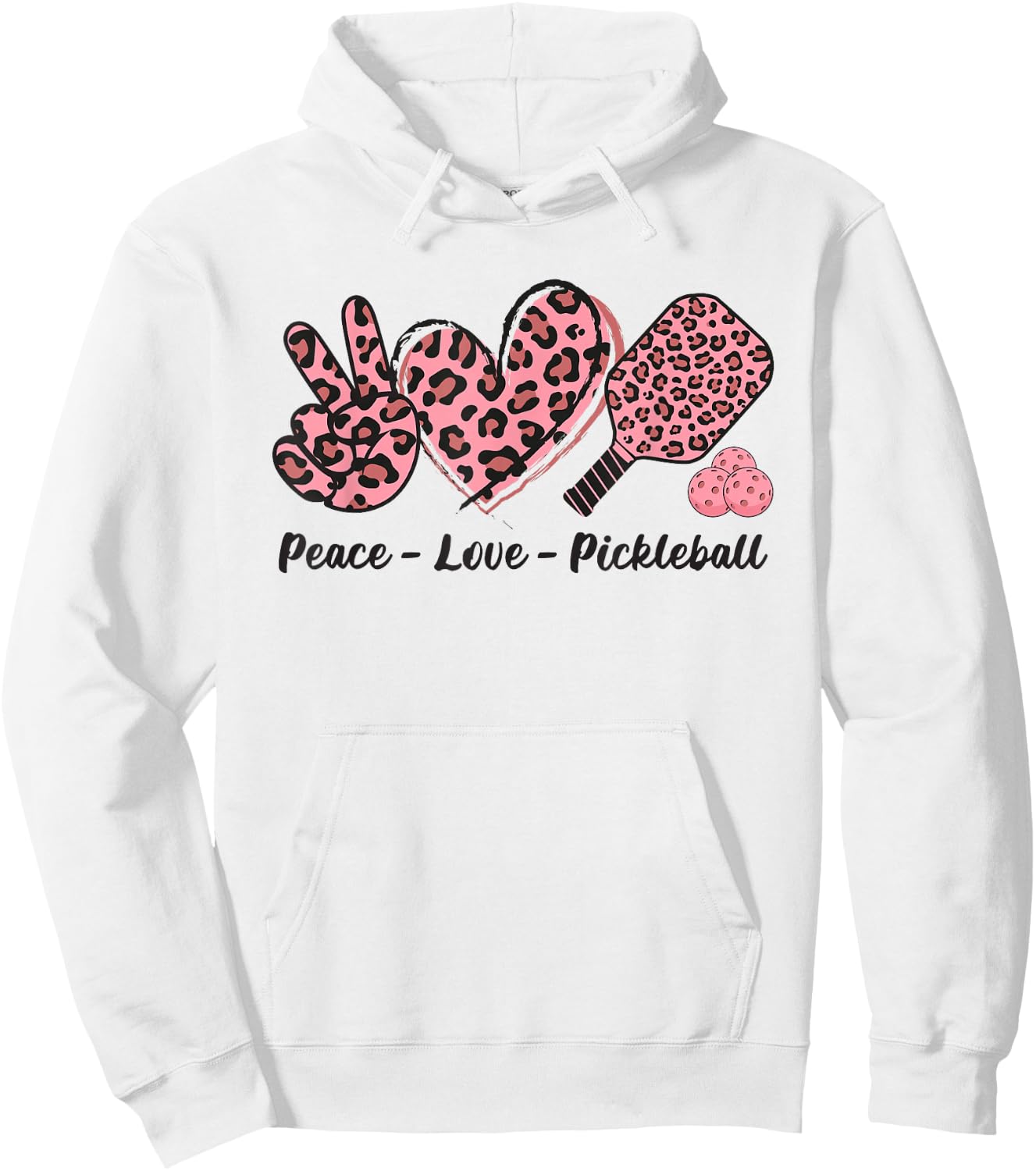 Peace Love Pickleball Ladies Cute Pickleball Player Hoodie - Hoodie | White