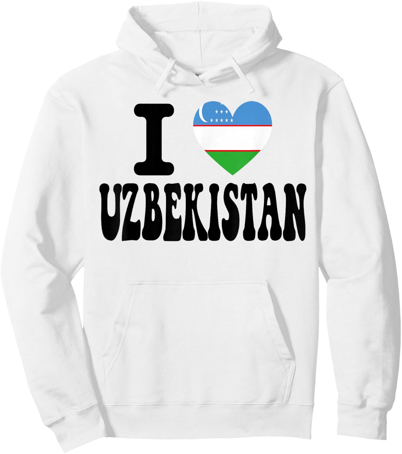 I Love Uzbekistan Heart Flag Retro Travel Souvenir Hoodie - Hoodie | White