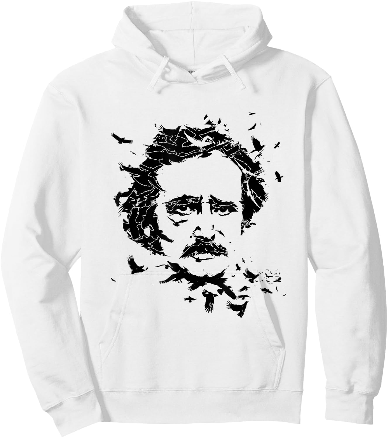 Edgar Allan Poe Raven Face Art Poem Tribute Hoodie - Hoodie | White