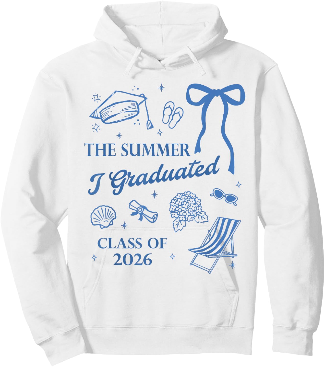 The Summer I Graduated Class of 2026 Seashell Coastal Beach Hoodie - Hoodie | White