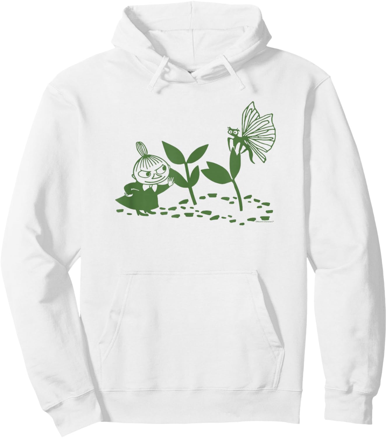 Moomin Little My Nature Scene Green Print , White Hoodie - Hoodie | White