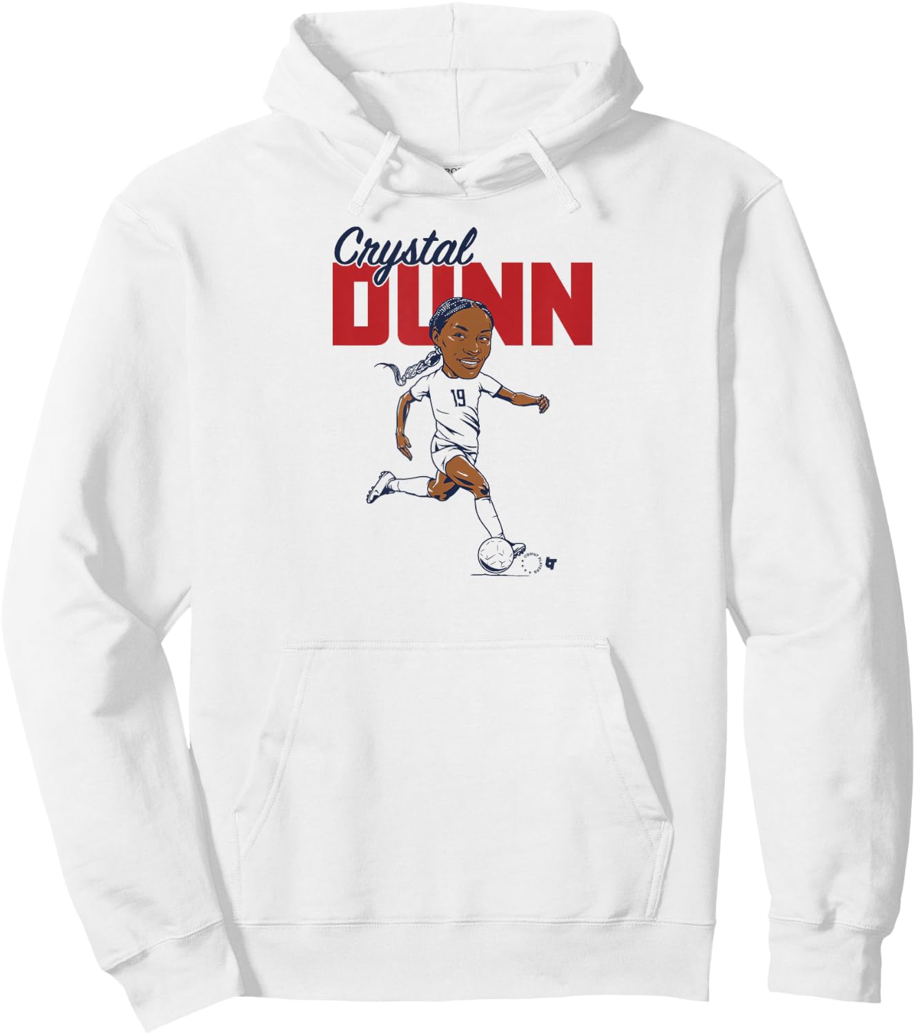 Crystal Dunn: Caricature - USWNT Players Association Soccer Hoodie - Hoodie | White