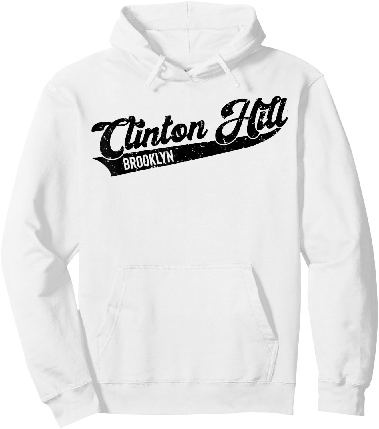 Clinton Hill Brooklyn Typographic Distressed Design. Hoodie - Hoodie | White