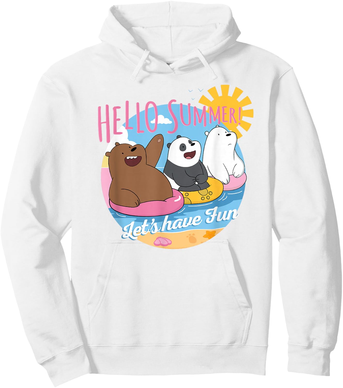 We Bare Bears Hello Summer! Grizz Panda Ice Bear Hoodie - Hoodie | White