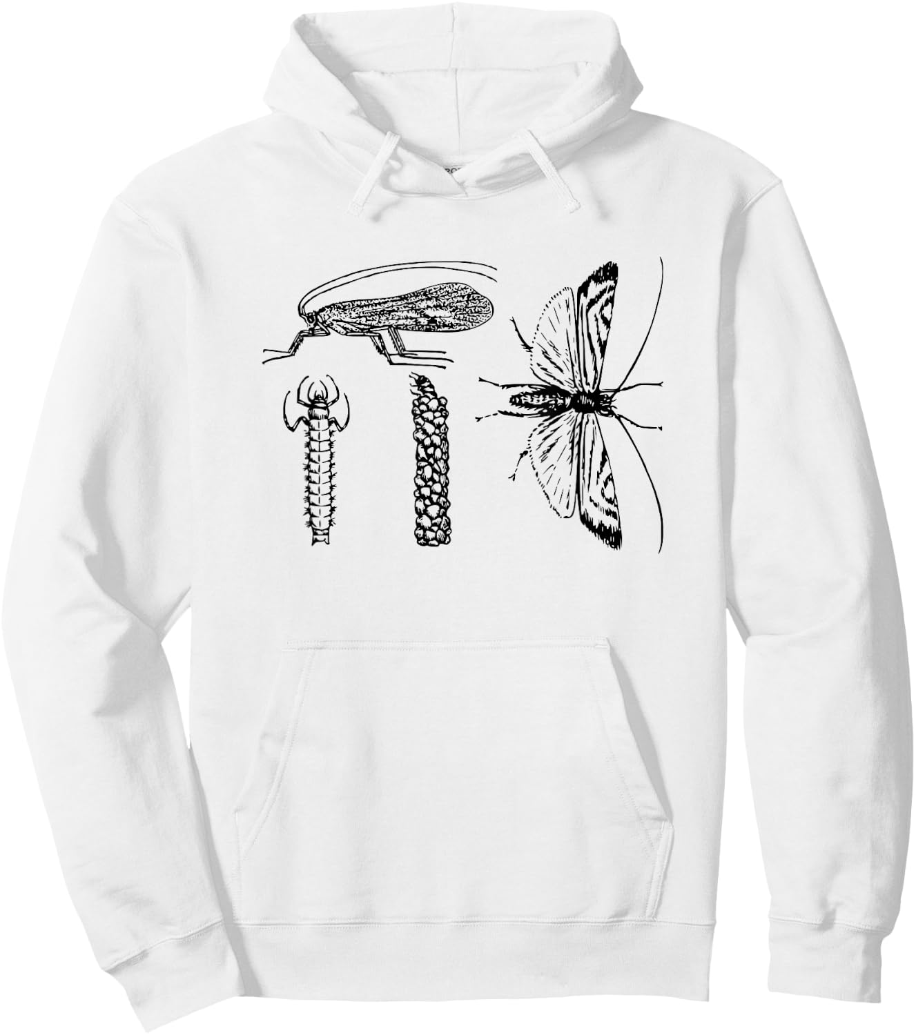 Entomology Caddis Fly Bug Graphic Hoodie - Hoodie | White