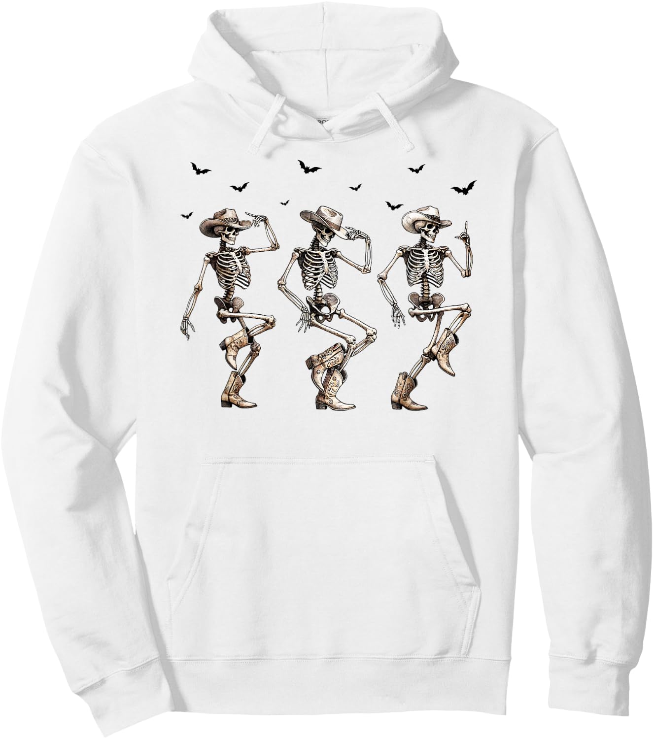 Cowboy Core, Dancing Skeletons, Country Cowgirl, Halloween Hoodie - Hoodie | White