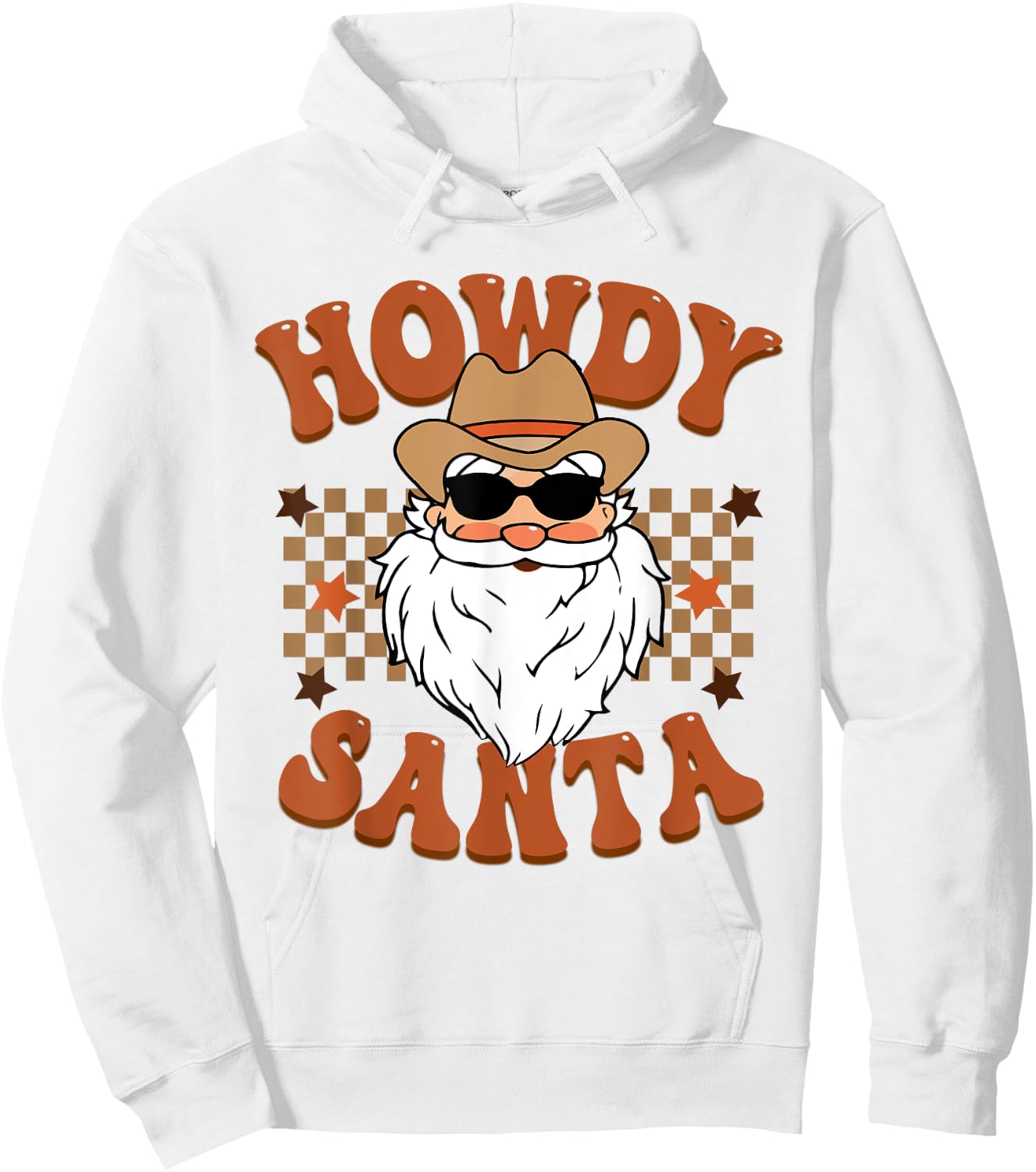 Retro Howdy Santa Cowboy Cowgirl Western Howdy Christmas Hoodie - Hoodie | White