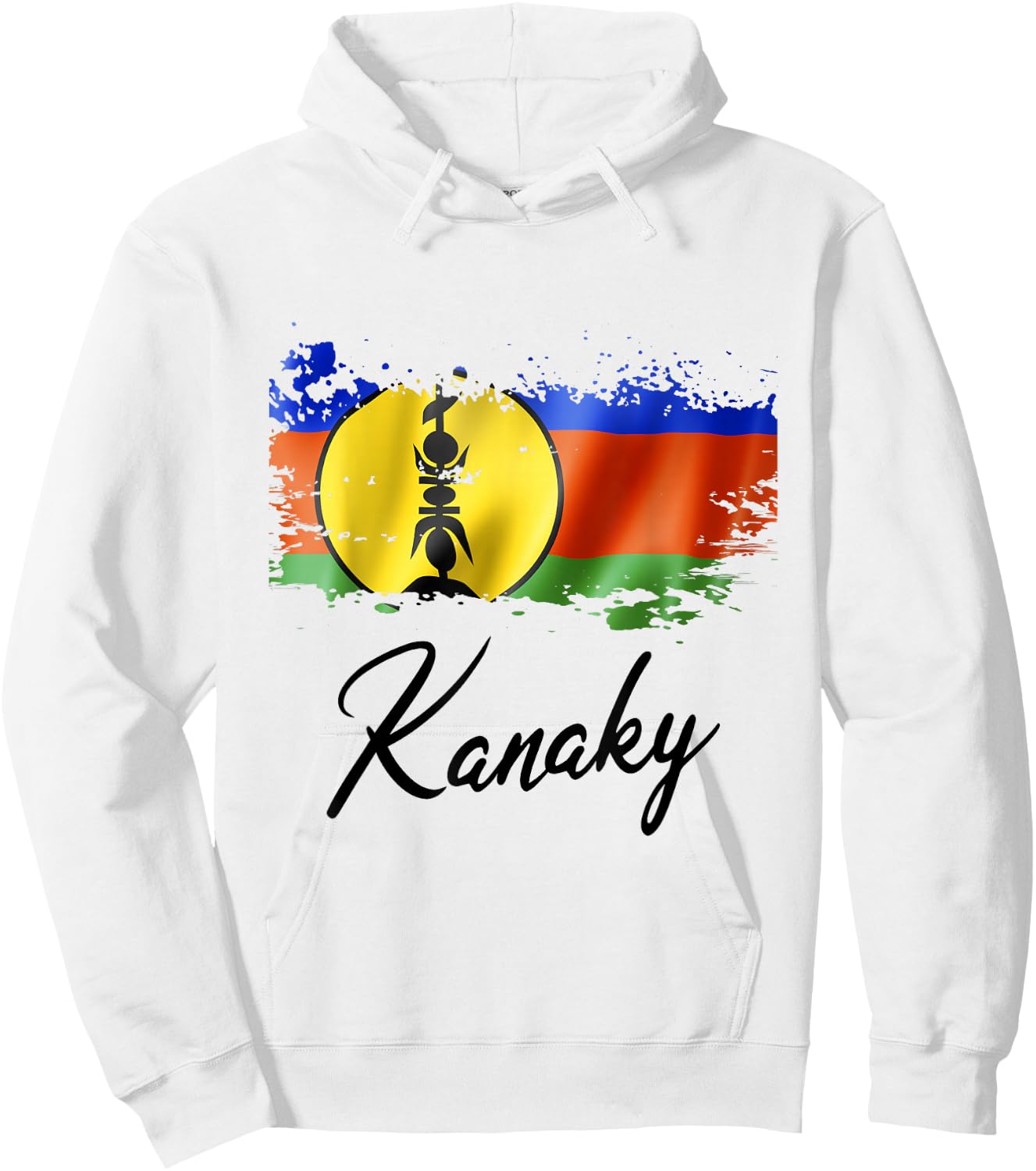 Flag Kanak New Caledonia Grunge Man Woman Child , Blue, S Hoodie - Hoodie | White