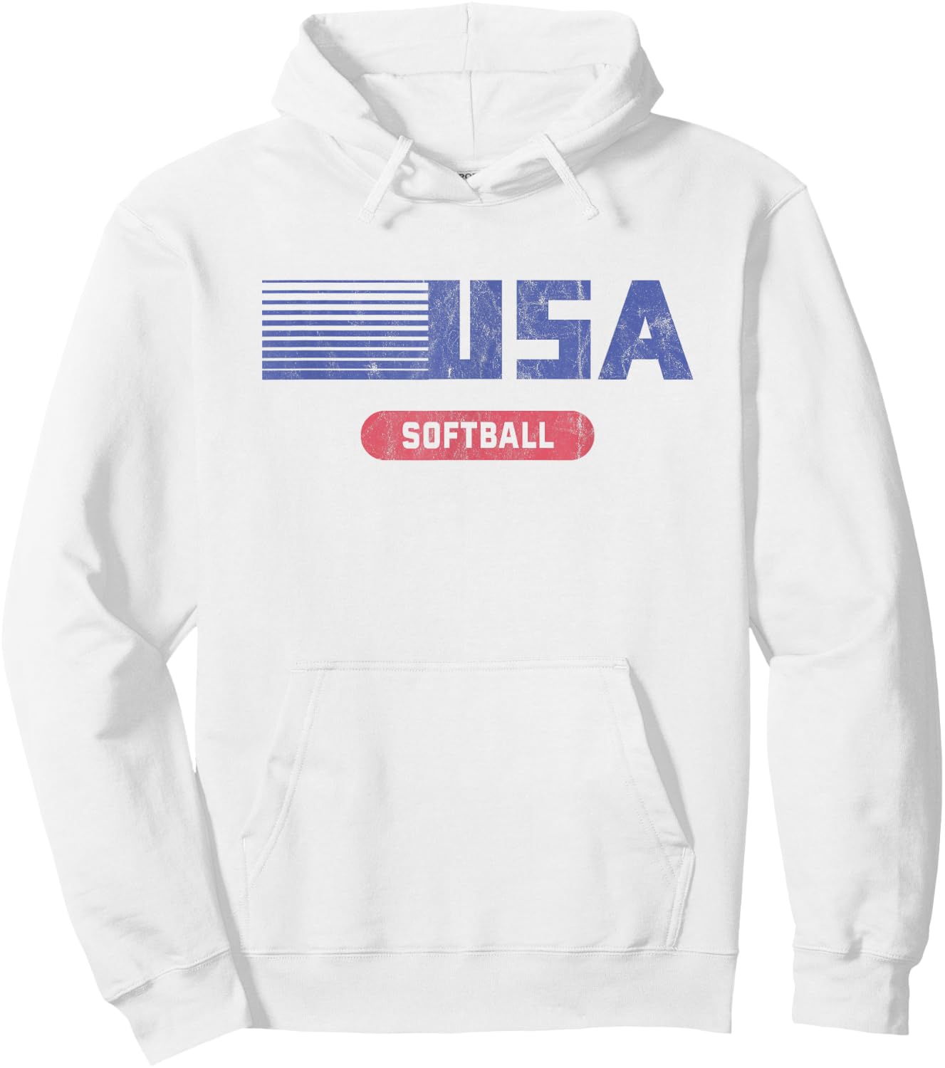 Retro USA 2020 Team American Softball Vintage Hoodie - Hoodie | White