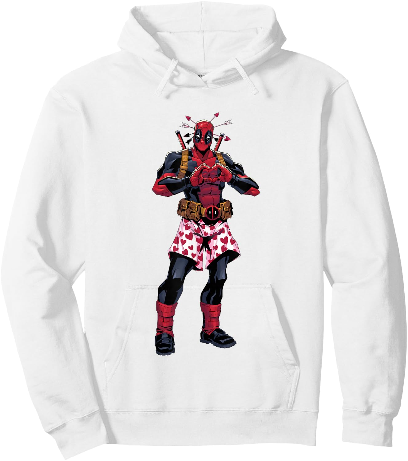 Marvel Deadpool Valentine's Day Love Heart Hand Portrait Hoodie - Hoodie | White
