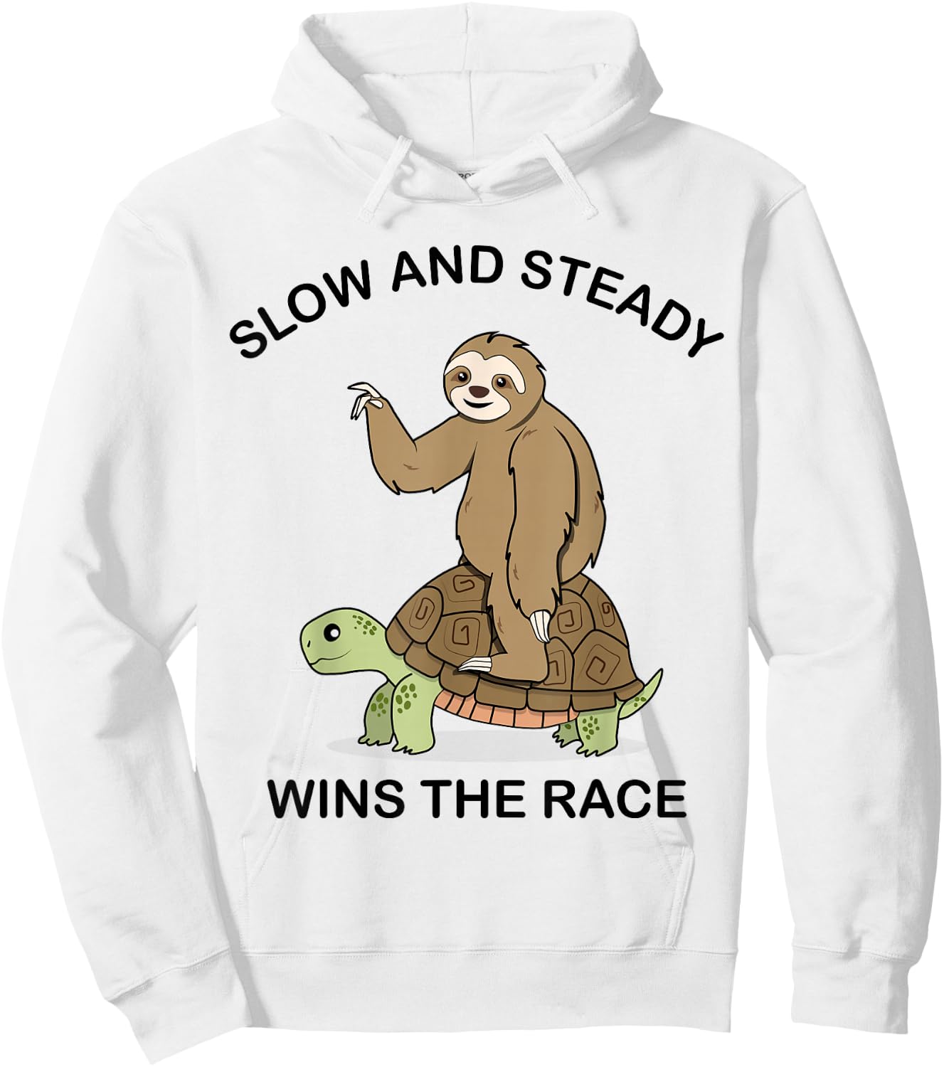 Sloth riding Turtle - slow and steady wins the race Hoodie - Hoodie | White
