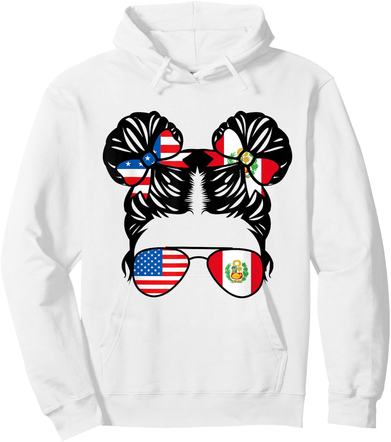 Half American Half Peruvian Girl USA Peru Flag Patriot Hoodie - Hoodie | White