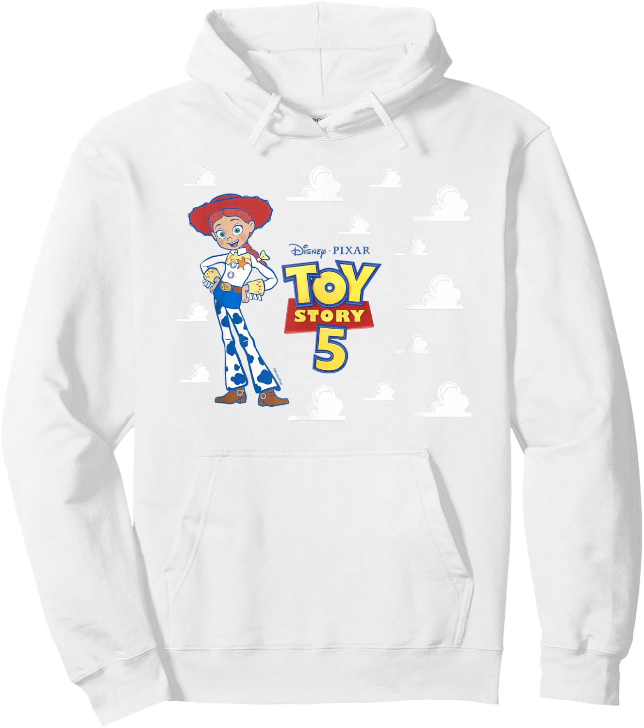 Disney Pixar Toy Story 5 Jessie and Logo Poster with Clouds Hoodie - Hoodie | White
