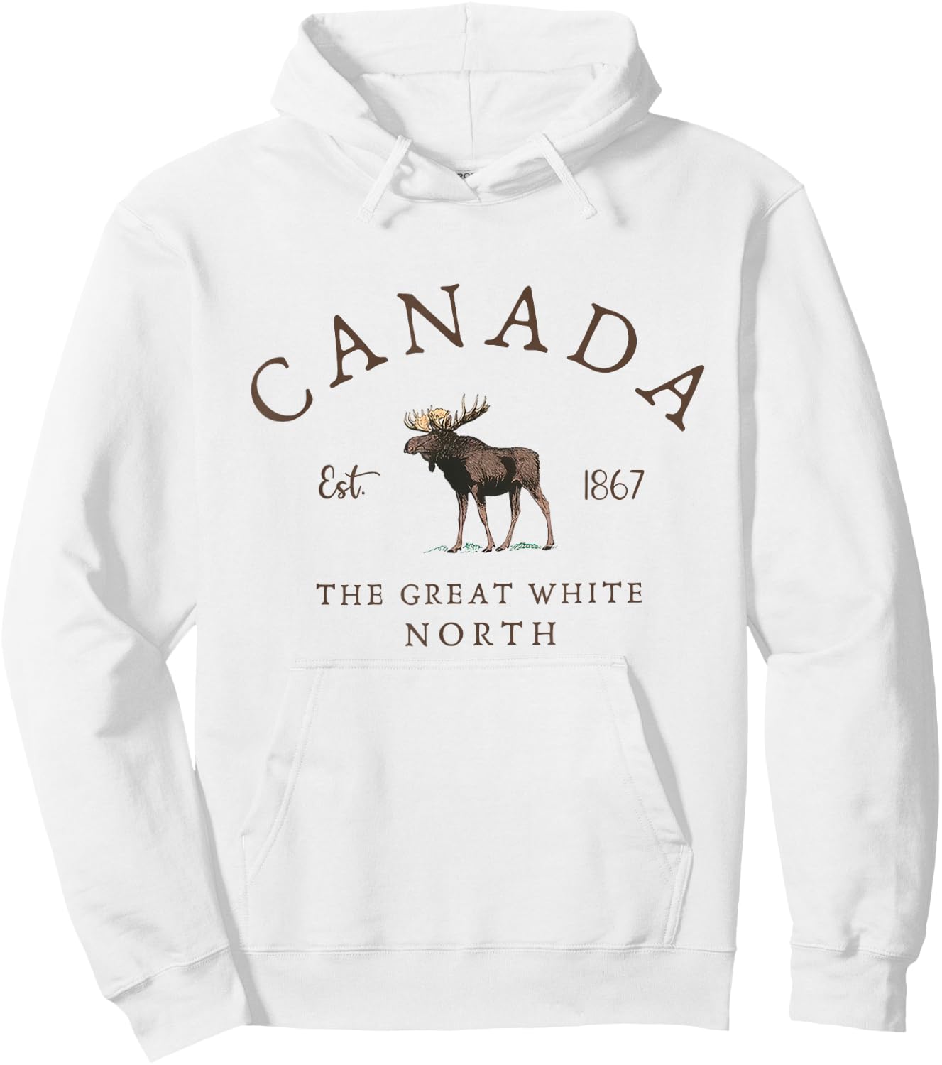 Vintage Moose Canada 1867 The Great White North Canada Day Hoodie - Hoodie | White