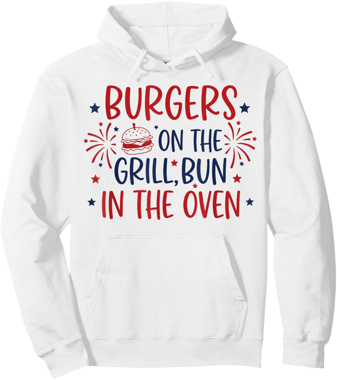 Retro Burgers On The Grill Bun in The Oven Pregnant Hoodie - Hoodie | White