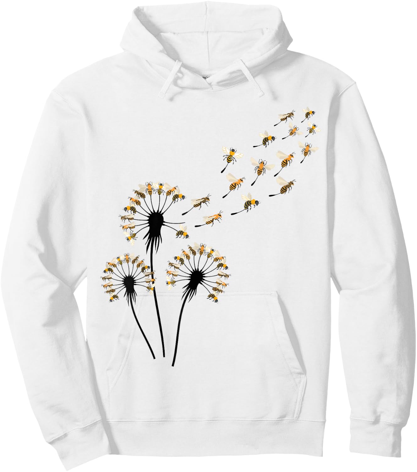 Bee Shirts Dandelion Bee Shirt for Bee Lover | Blue Floral Hoodie - Hoodie | White