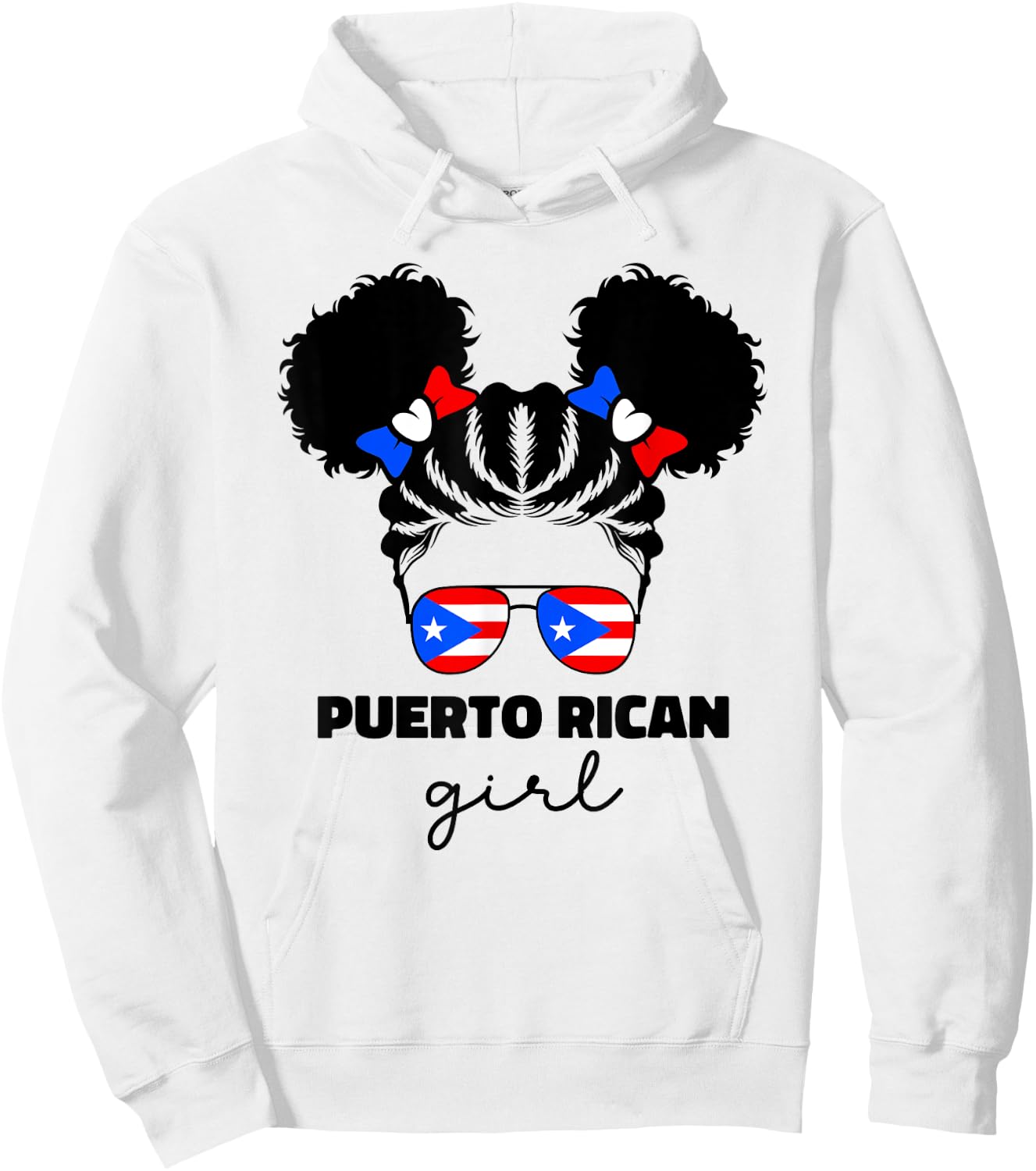 Puerto Rican Girl For Little Kids Girls Puerto Rico PR Flag Hoodie - Hoodie | White