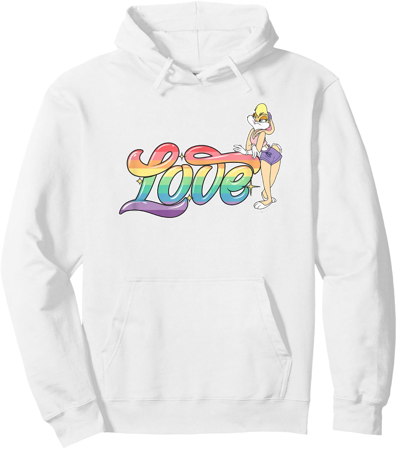Looney Tunes Lola Bunny Love Cursive Rainbow Hoodie - Hoodie | White